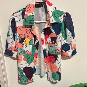 Colorful Abstract Print Blouse